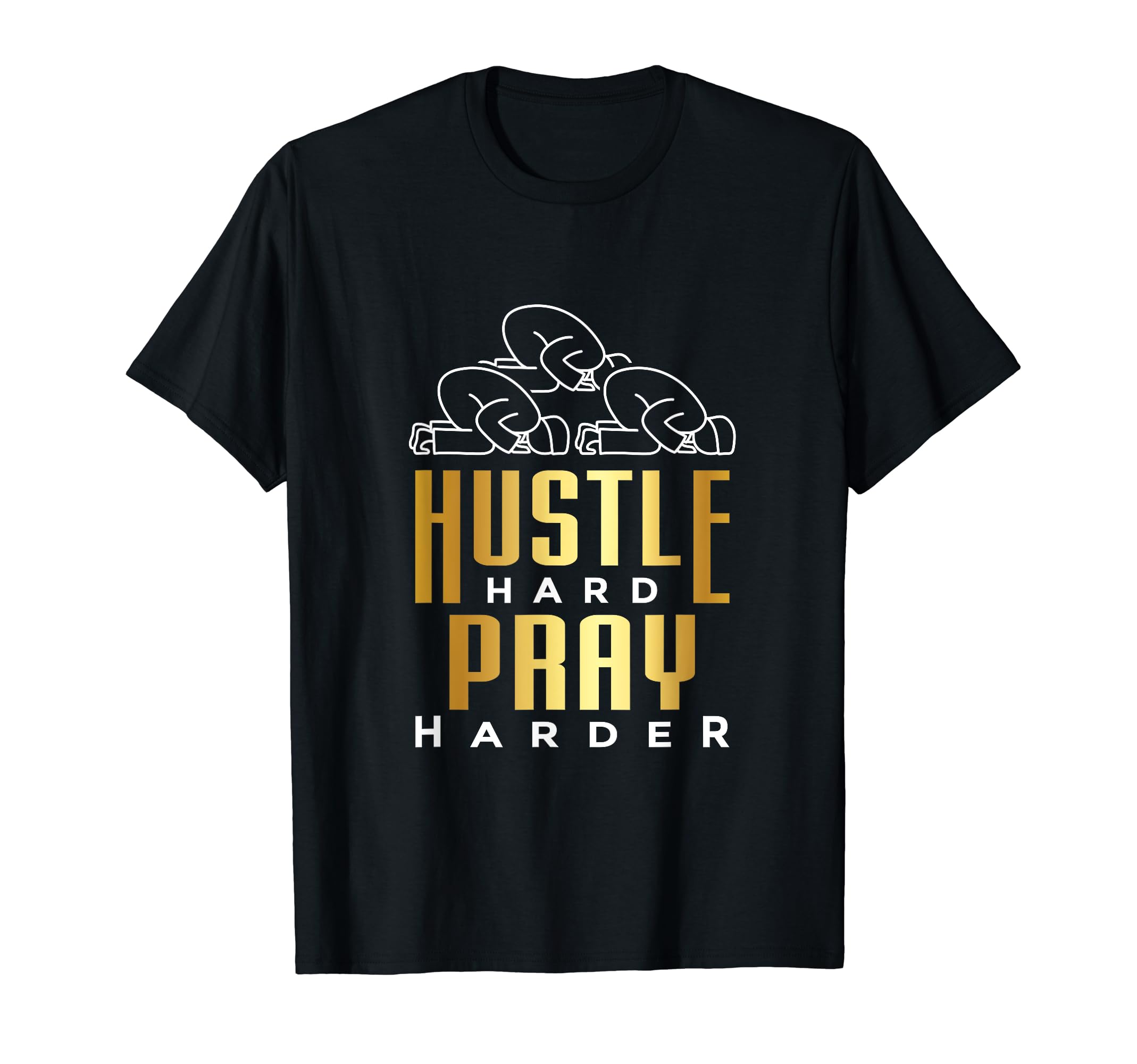 Hustle Hard Pray Harder IslamicHustle Hard Pray Harder Eid Mubarak Muslim Allah Islam T-Shirt