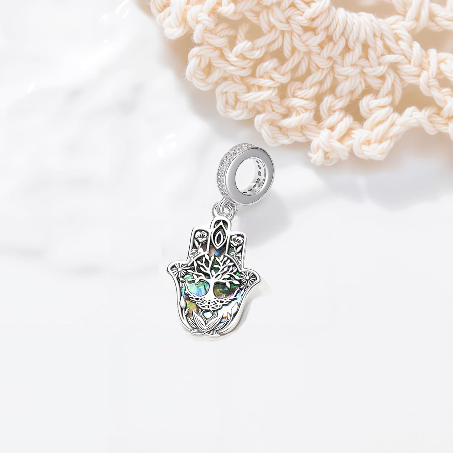 PROESS Hamsa Evil Eye Charm for Bracelet 925 Sterling Silver Blue Pendant Dangle Charm Bracelet Pendant Beads Jewelry Gifts for Women