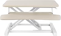 Vista 11 de VIVO Convertidor de escritorio de 32 pulgadas, Serie K, elevador ajustable de altura para sentarse y pararse, estación de trabajo para monitor dual