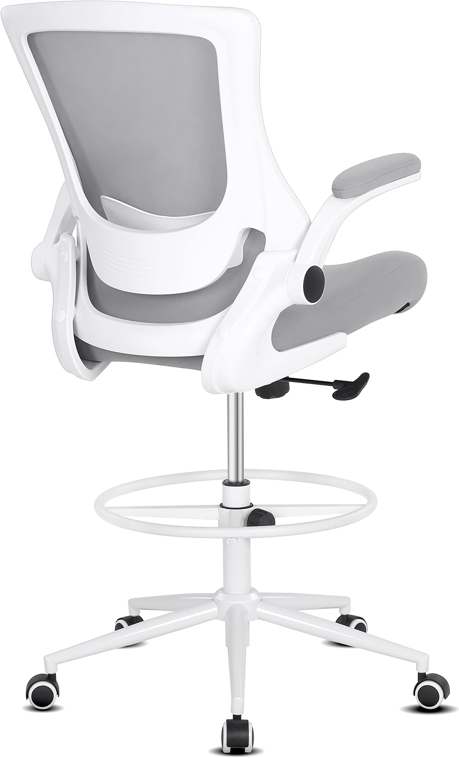 Misolant Tall Office Chair, Drafting Chair for Standing Desk, High Office Chair with Adjustable Lumbar Support, Flip-up Arm and Footrest Ring, Tall Drafting Chair for Bar Height Desk
