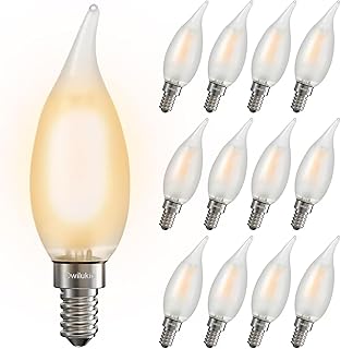 Chandelier Frosted Light Bulbs 2W Equivalent 25W Incandescent Bulb, Candelabra Candle E12 LED Bulb Type B Soft Warm White 2700K, Dimmable for Dining Room,Light Fixture,Chandelier,12 Pack