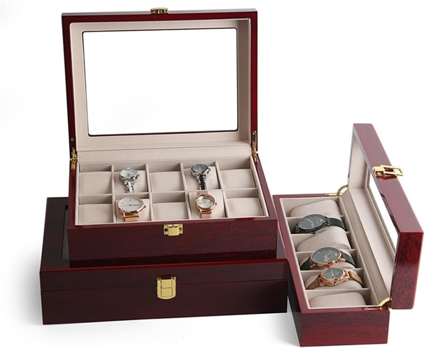 木製のリストウォッチケースストレージジュエリーオーガナイザー