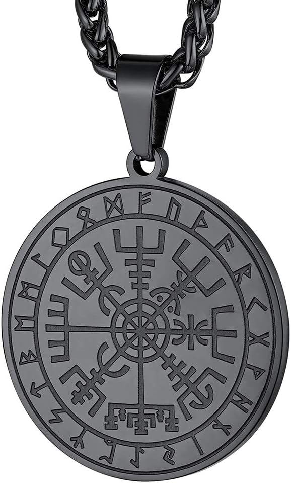 FaithHeart Viking Necklace for Men, Silver/Black/Gold Stainless Steel Nordic Viking Amulet Pendant Necklaces Norse Mythology Talisman Jewelry Gifts for Men