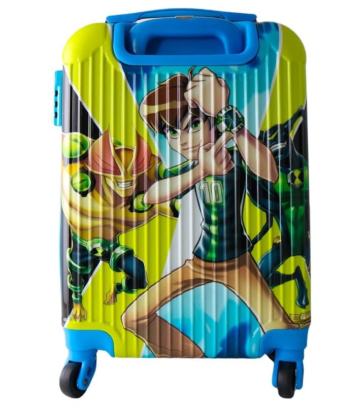 Image of ADSON Abs Kids Trolley 360 Rotating Luggage 360 Degree Wheels Non-Breakable 20 Inch Kids Hardsided Suitcase with 4 Wheels, 360 Degree Wheel Travel Trolley Bag (Green Ben 10)
