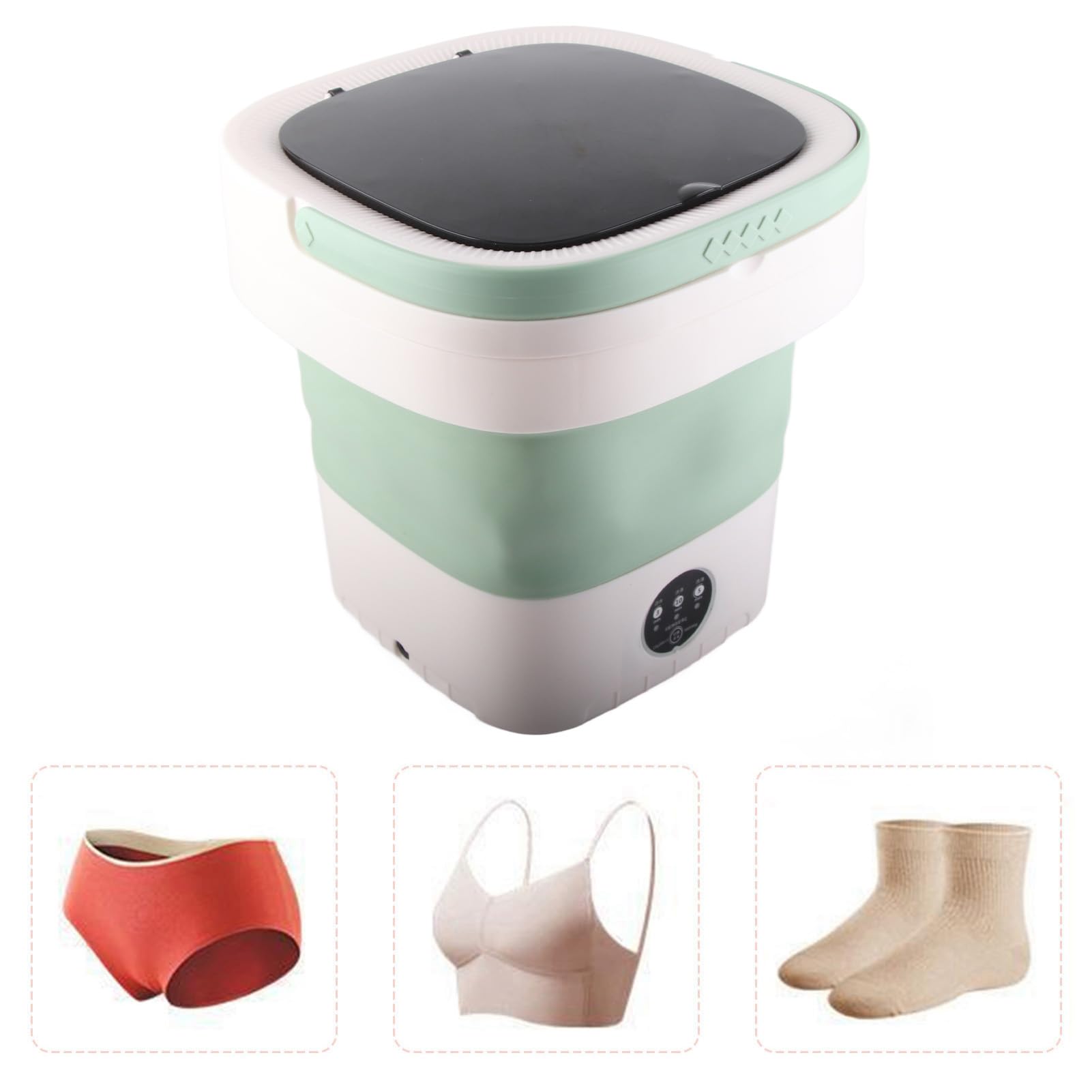 Mini Portátil de 7,5 L, Máquina con Centrifugado Suave, Secado y Tubo de Drenaje, Lavadora de Cubos de 100-240 V, Lavado Plegable (Enchufe de la UE)