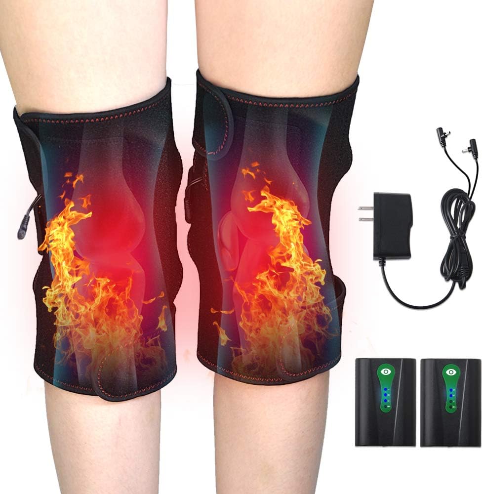 Knee Heating Pad RTDEP Knee Compression Sleeve Heated Knee Brace Wrap 1 Pair Heated Brace for Men & Women Heat Compress for Muscles Pain Relief Relax