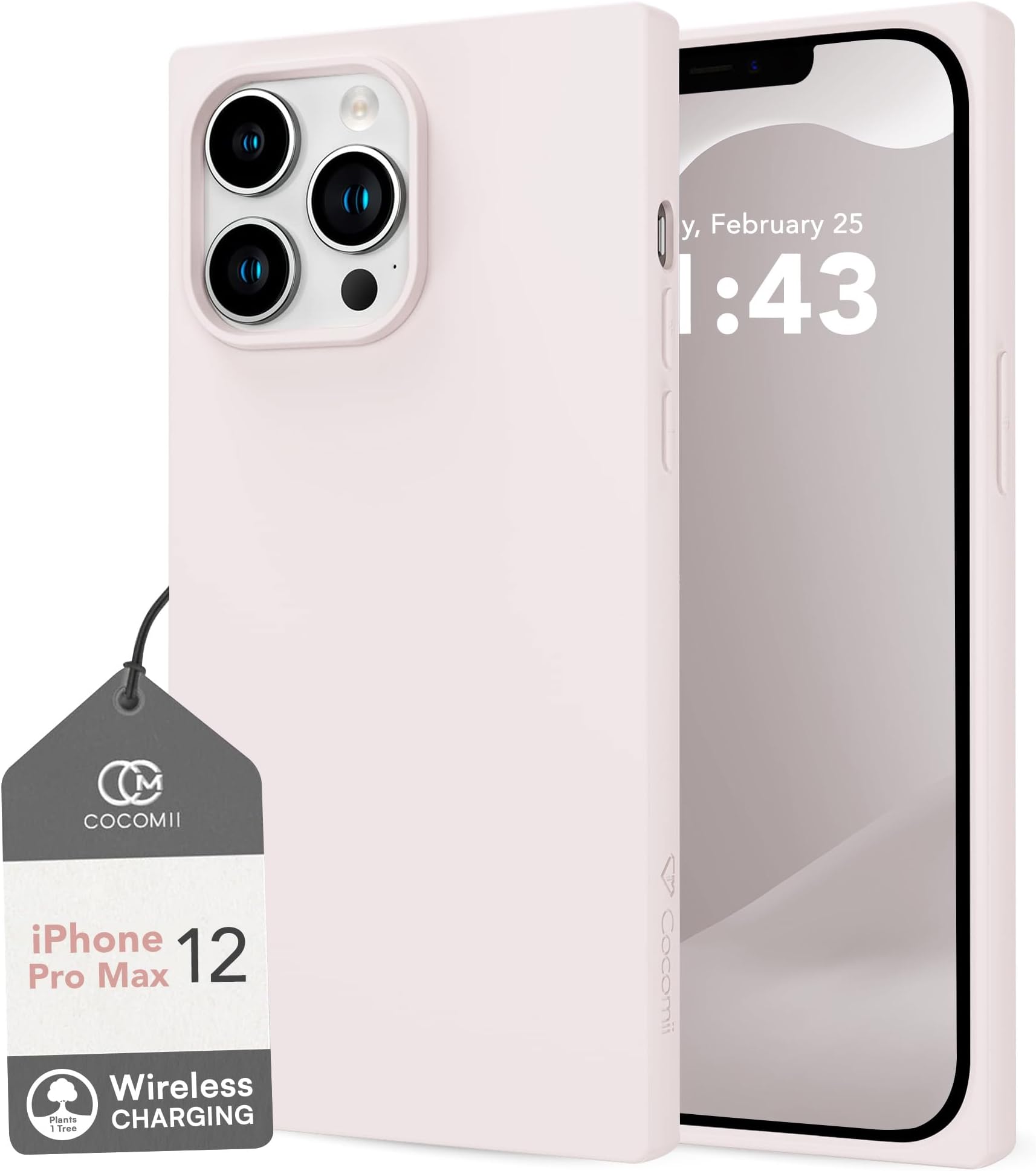 COCOMII Rectangle Case for iPhone 12 Pro Max, Wireless Charging Compatible, Matte Beige Silicone