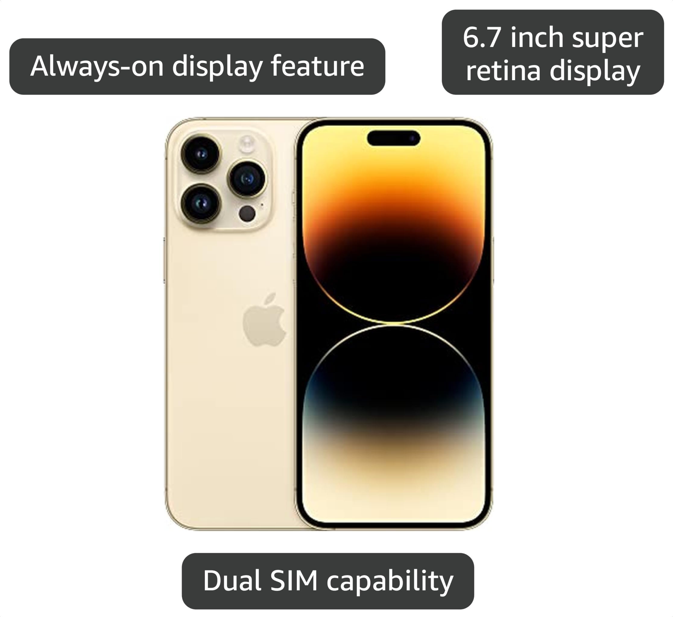 Amazon.com: Apple iPhone 14 Pro Max, 512GB, Gold - Unlocked