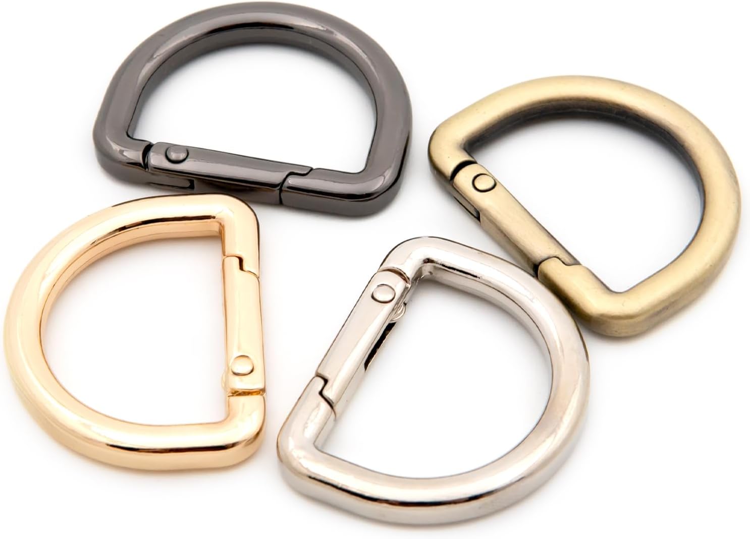 Metal D-Rings, 10 PCS Spring Opening Purse Making Clip Key Ring Holder (Brushed Brass) - Image 3