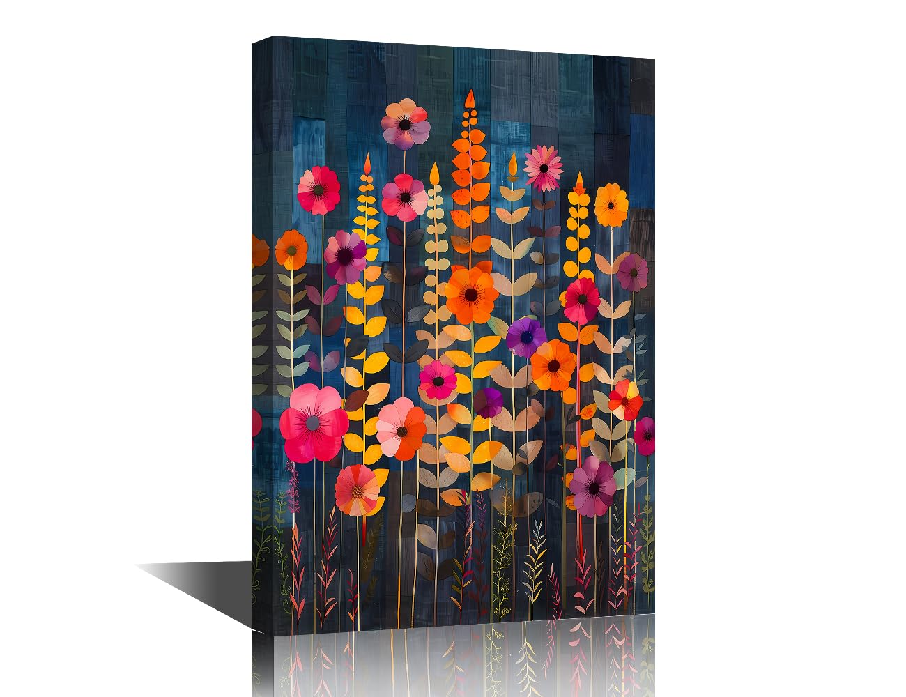 TISHIRON Artistic Flowers and Leaves Wall Art for Living Room Wildflowers Canvas Painting Flowers Poster Decorations Artwork Framed Ready to Hang 16" Wx24 Hx1 Panel