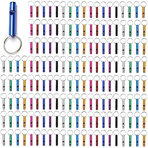 Tergy 100 Pieces Emergency Whistle with Keychain Aluminum Whistle Survival Whistle Key Chain for Camping Hiking Boating Hunting Fishing Cover
