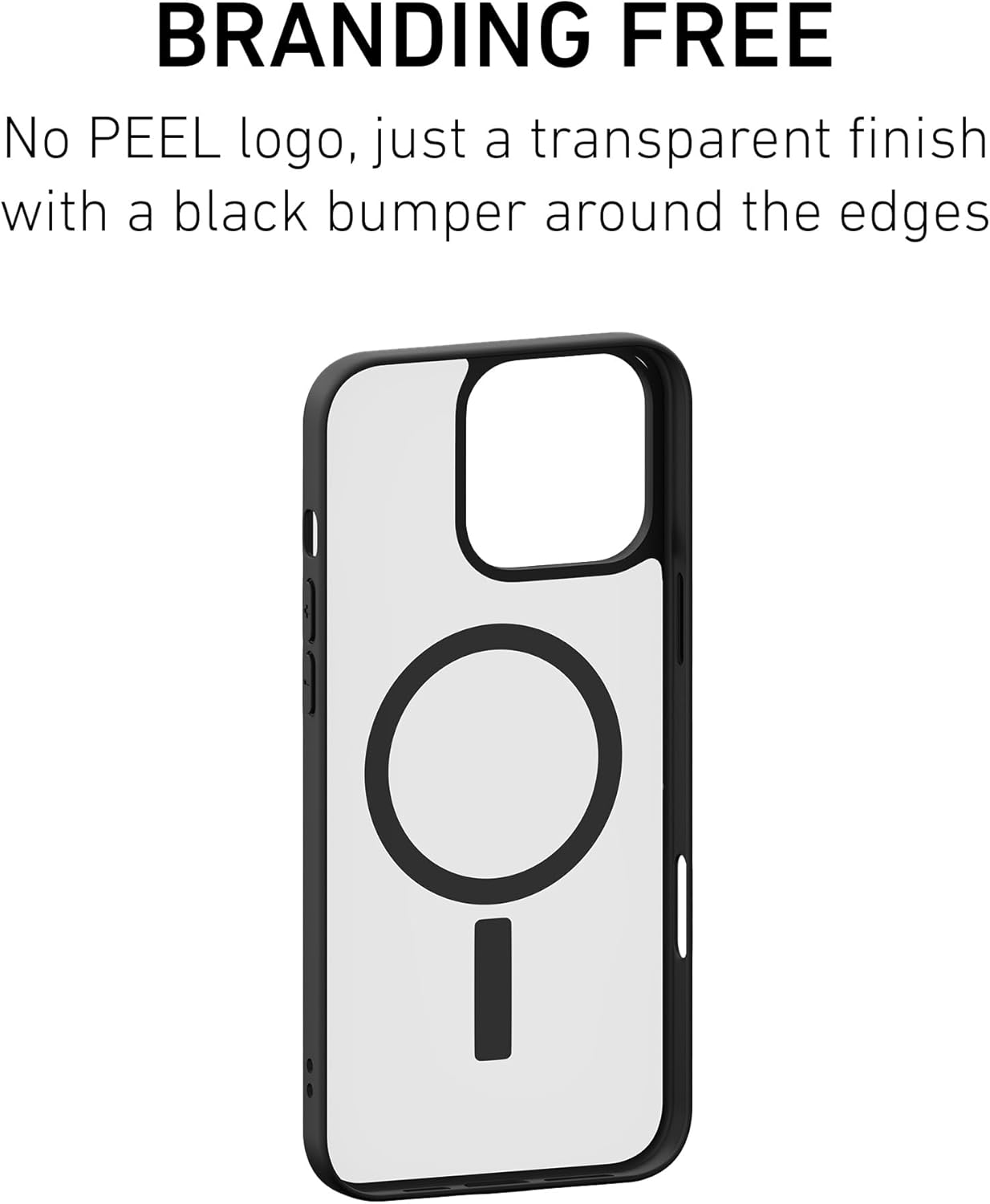 PEEL Bumper Case for iPhone 16 Pro Max (Black) - Military-Grade Drop Protection, Embedded Magnet Compatible with MagSafe, Thin Minimalist Design, Branding Free - Showcases Your Device