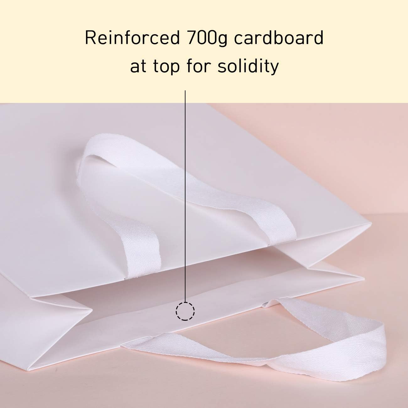 10pcs 15.7x5.5x11.8" (3) Large Size, White Paper Bags with White Cotton Handles, Thick Sturdy Durable Gift bags - Image 6