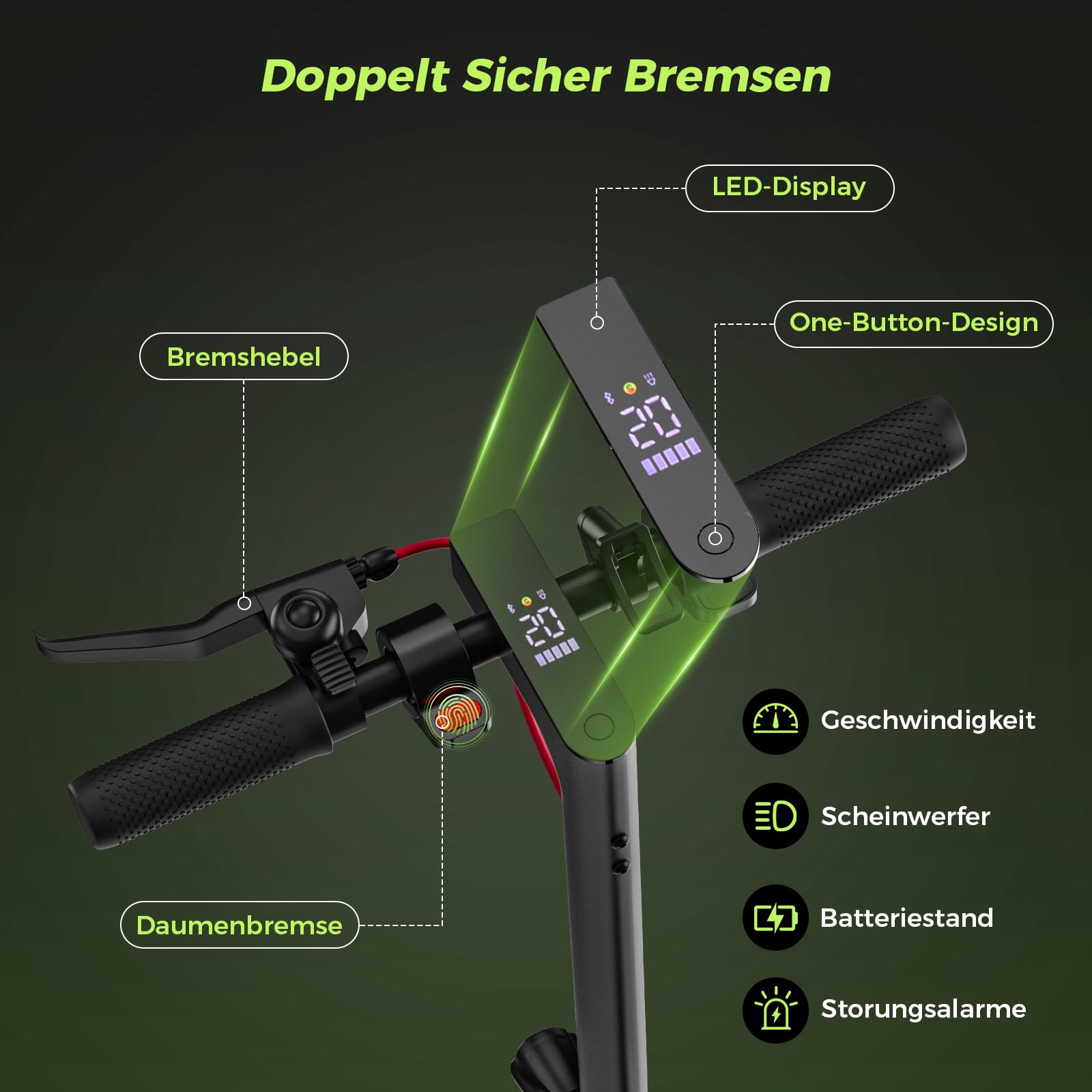 E Scooter mit Straßenzulassung (ABE), 8,5 Zoll Wabenreifen | 350W Motor | 30km Reichweite, 10 Zoll Wabenreifen | 500W Motor | 40km Reichweite, Duales Bremssystem & 20 km/h, Elektroroller bis 120 KG