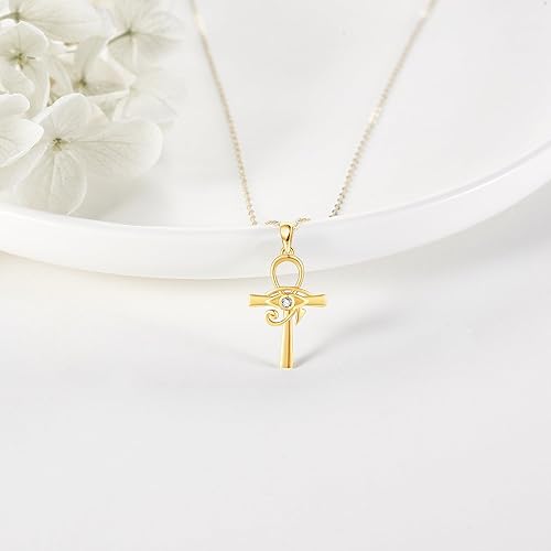 Miniatura 4 de 14K Gold Cross NecklaceEvil EyeMoon and StarTree of LifeBlack Cat Pendant Necklace Christian Confirmation Jewelry Gifts for Women Girls