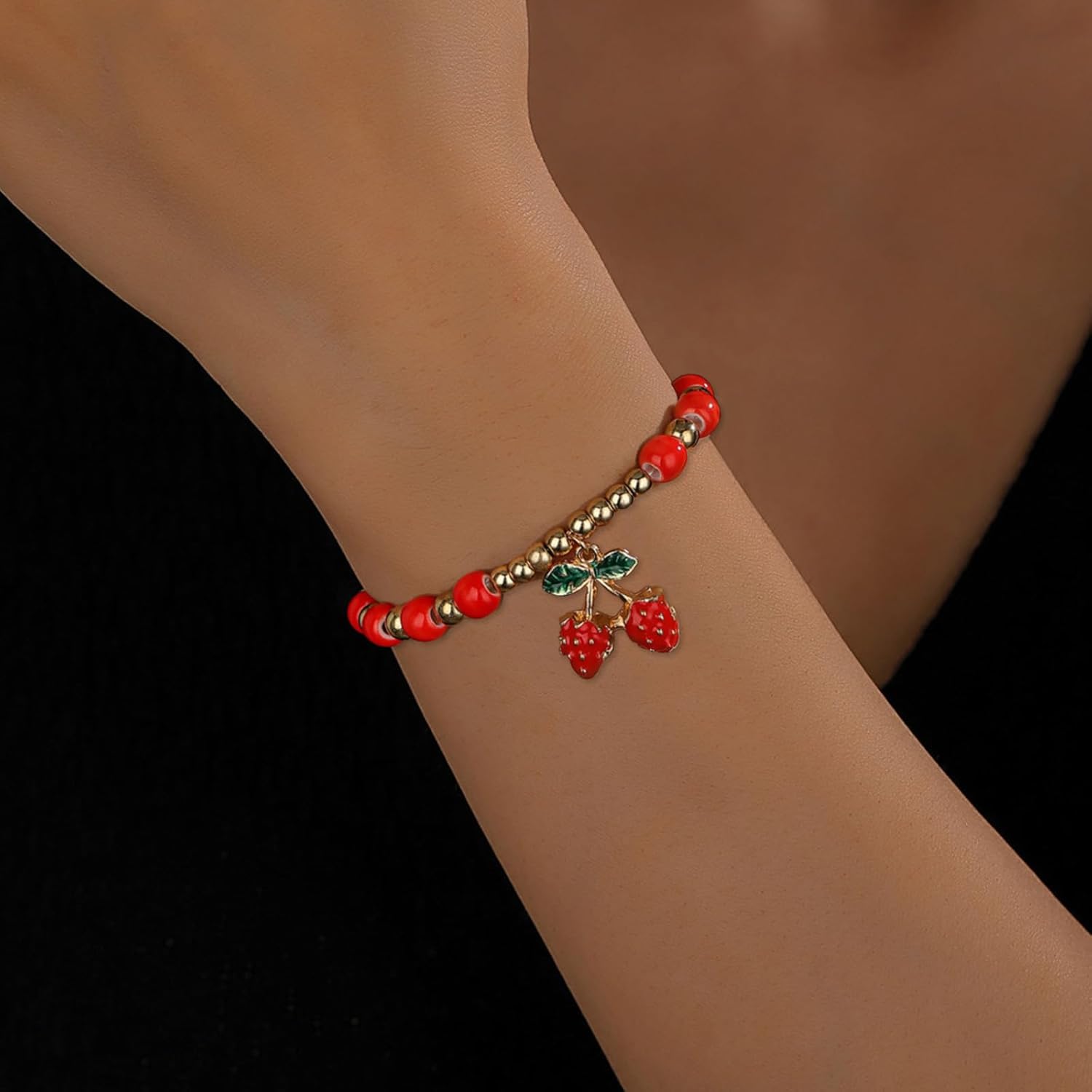 72ore Strawberry Bracelet Strawberry Dress Jewelry for Women Cute Strawberrys Accessories - Image 2
