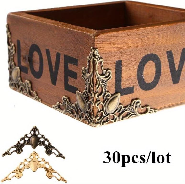 30pcs Metal Corner Brackets Bronze Color 40mm Corner Brackets for Photo Frame Furniture Protector Decorative (Silver,60pcs/lot)