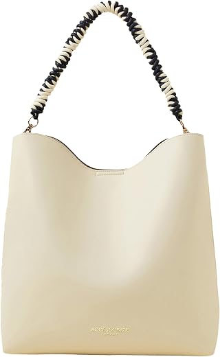 Accessorize London Women's Cream Rope Strap Shoulder Bag| Ladies purse | Stylish Shoulder Bag | Ladies Gift