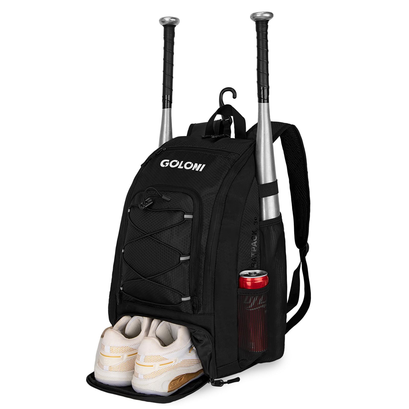 40L Baseball Bag, Softball Bat Bag with Shoes Compartment,Fence Hook,Backpack for Baseball, T-Ball & Softball Equipment & Gear