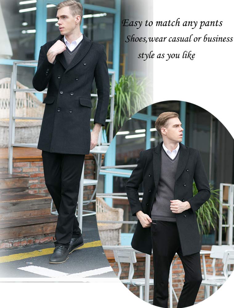 FTCayanz Manteau Homme Laine Trench Classique Business Parka Décontracté Mi-longue Duffle-Coat