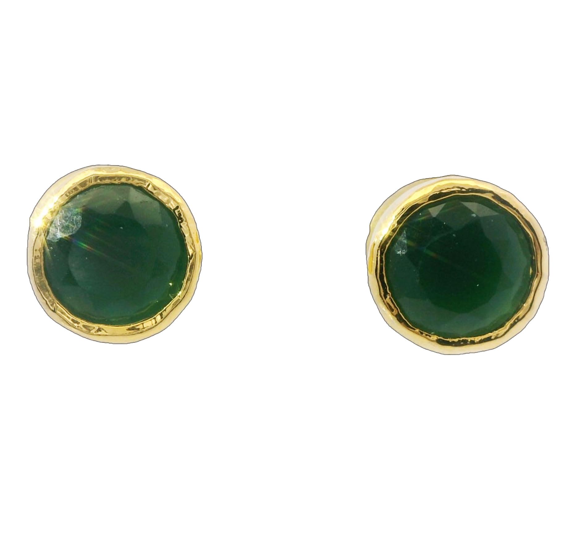 gehna Jaipur Natural Green Emerald Stone Round Shape Earrings For Girls & Women FE-1368 (Green)-picture-36