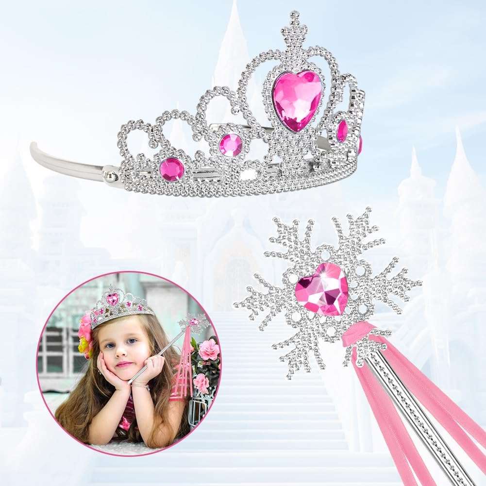 Vicloon 2PCS Princess Crown and Wands, Princess Tiara Jewelry Toy, Princess Dress Up Accessories for 3-6 Little Girls image 4
