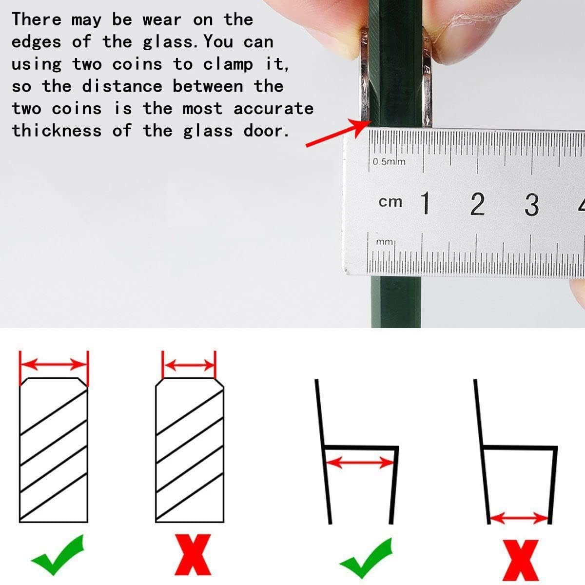 Queenbox Frameless Glass Door Seal Strip, 16.4Ft(5m) Length Cuttable Shower Door Sweep for 1/2"(12mm) Thickness Glass Door