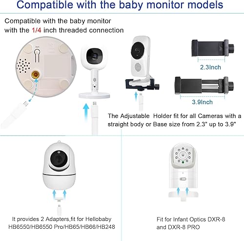 Miniatura 3 de Soporte flexible de altura ajustable para óptica infantil DXR-8 Pro y Hellobaby HB6550 HB65/HB66/HB248 y también compatible con el monitor