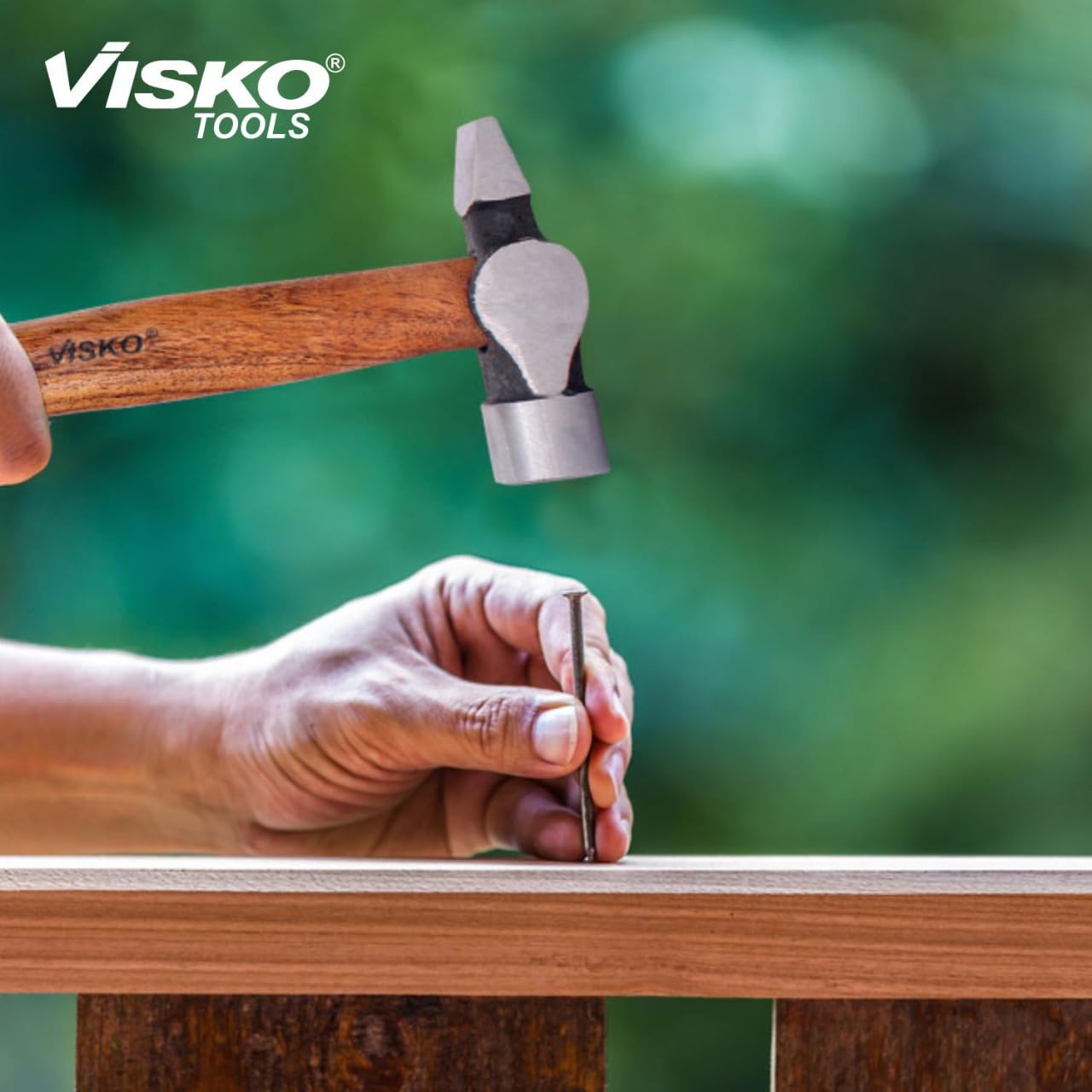 VISKO 711 100 Gms. Ball Pein Hammer | Wooden Handle | Heat Treatment Drop-Forged Hammerhead for Pulling nails | Demolition work | Splitting Wood | Multicolor | 2
