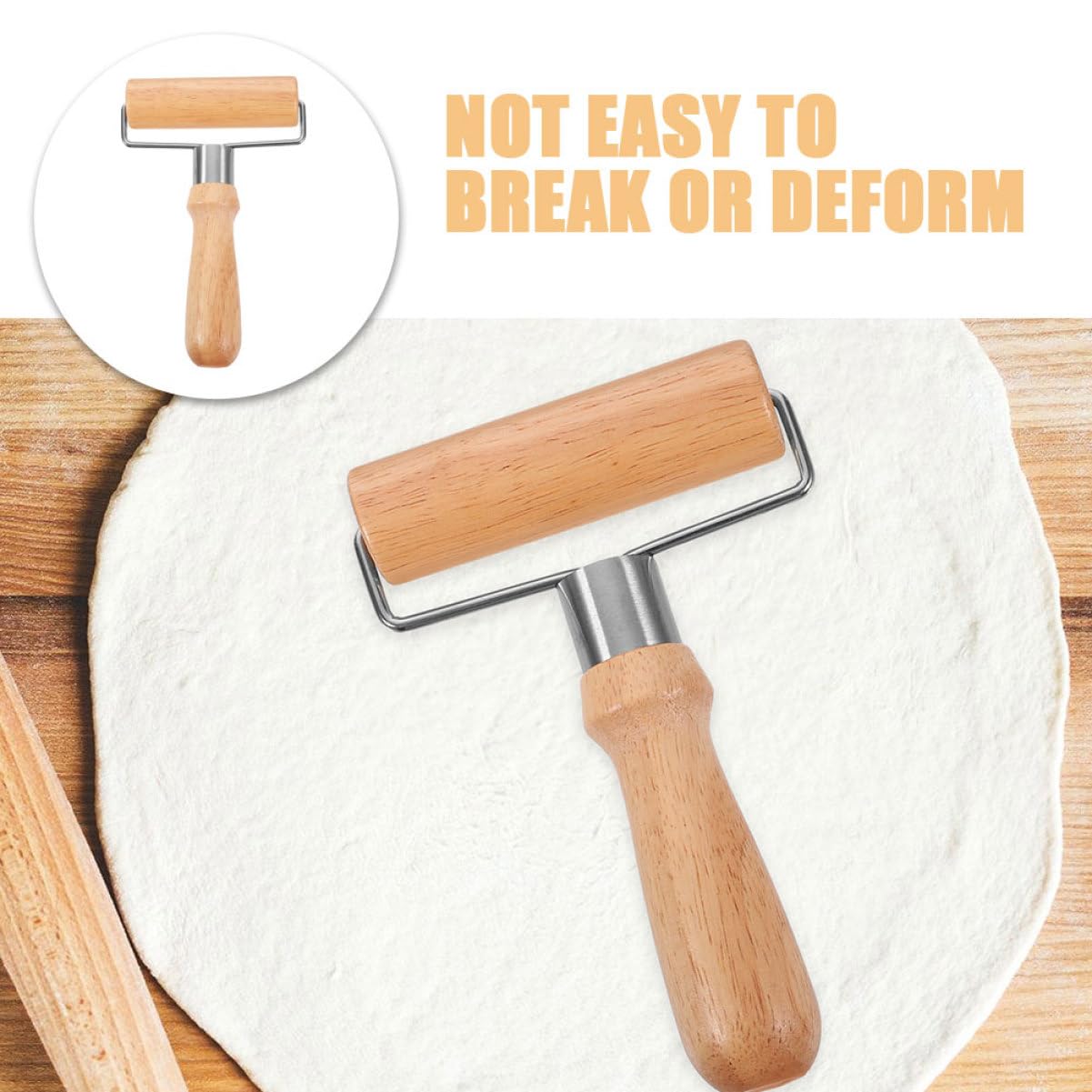 Cabilock 5 Piezas De Cortador De Pizza De Madera Con Forma De Rueda Rodillo Para Hornear Antiadherente Versátil Herramienta De Cocina
