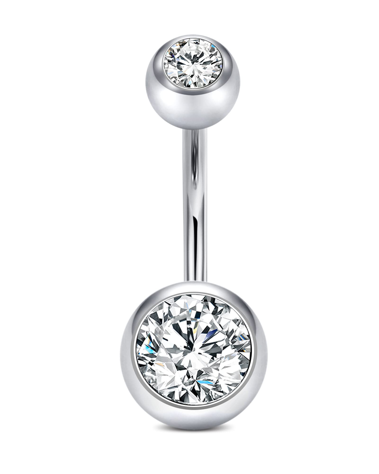 Crdifu Plata Sterling Piercing Ombligo con Diamante 8-12mm 925 Plata Piercing Vientre Joyería 14G Mujeres