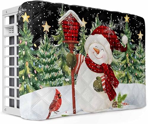 Fundas navideñas para aire acondicionado para interiores, muñeco de nieve de Navidad, árbol de Navidad, copo de nieve, pájaro, negro, aislamiento