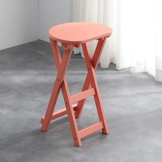 Całe Drewniane Krzesło Składane Jest Wysoki Stołek, Stałe, Trwałe, 8 Rodzajów Kolorów Opcjonalnie, Rozmiar 29 * 35 * 62 Cm (Color : Pink)
