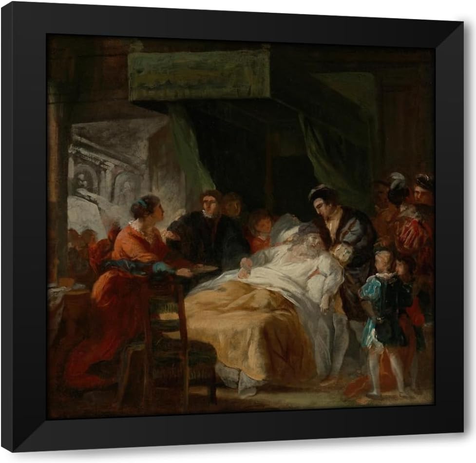 ArtDirect The Death of Leonardo da Vinci in the Arms of François I (circa 1781) Custom Framed Art Print Giclee Print or Canvas Options with Various Sizes and Customization by François-Guillaume Ménageot