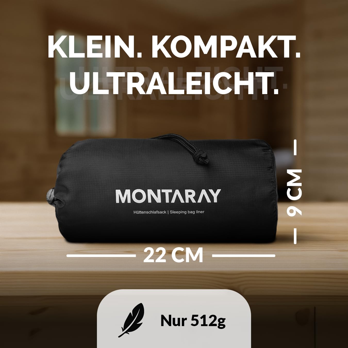 Hüttenschlafsack [Baumwolle o. Mikrofaser] Ultraleicht, Doppellagig, kleines Packmaß, Weich & Hautfreundlich mit Kissenfach, Augenmaske & Ohrstöpsel, Atmungsaktiv & Kompakt 220x90cm, Für Hütte & Reise