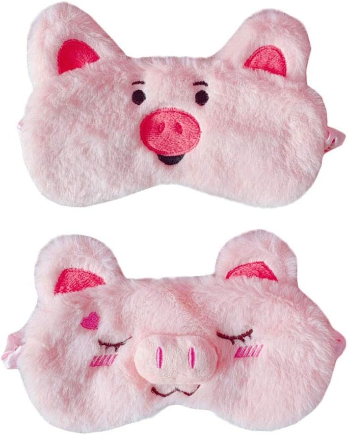 2 Pack Pink Pig Sleeping Eye Mask Blindfold Soft Light-Blocking Night Eye Covers, Silky Comfortable Elastic Band, for Travel, Nap Time, Night’s Rest