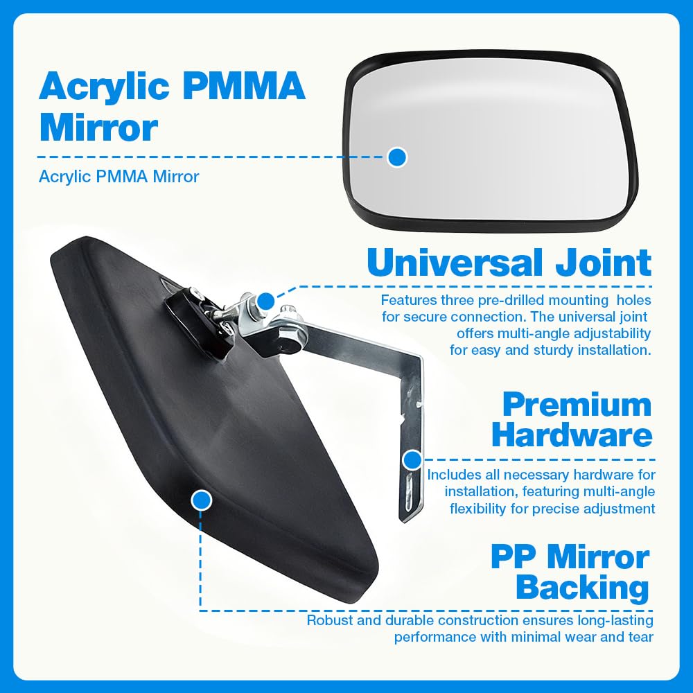 Miroir Convexe, NAVESO 19 x 16 cm Miroir Routier Réglable, Grand Angle Miroirs Sortie Garage pour Allées, Hôpitaux, Magasins, Miroirs de Circulation en Acrylique pour Intérieur et Extérieur