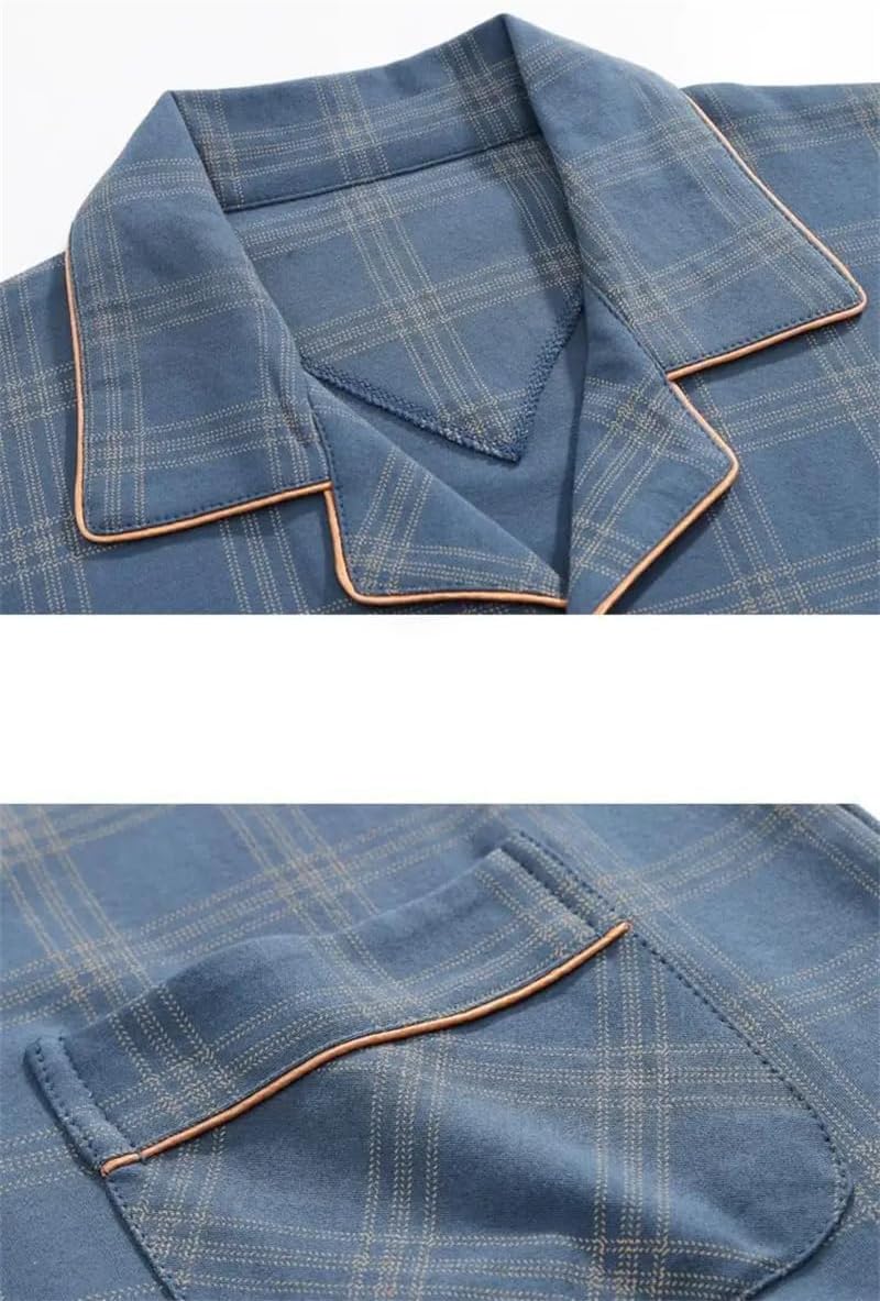 REHJJDFD Men's Pajama Sets Long Sleeve Cotton Top Pant Sleepwear Soft Loungewear Homewear Outwear 833 4XL
