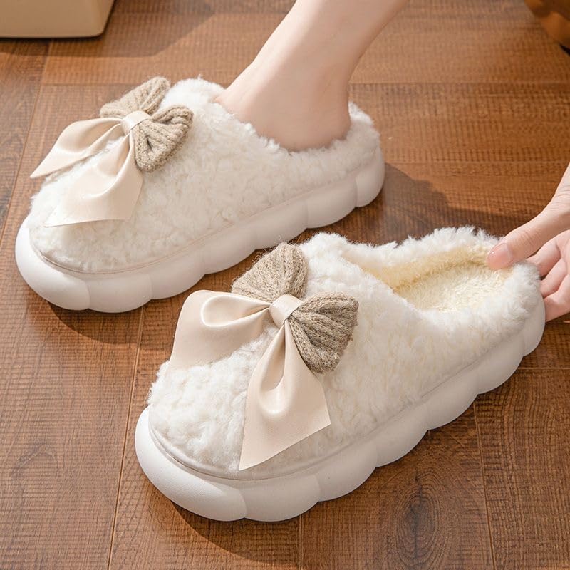 Image of Unisex Winter Flip Flop Slipper for Men and Women Soft Faux Fur Slip On Indoor Home Slides Slipper for Bedroom Sandals