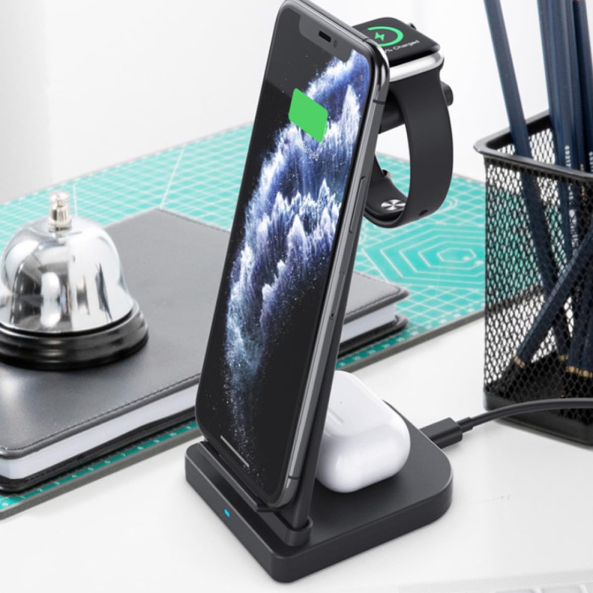 Cargador Inalámbrico Plegable y Desmontable para Teléfono y Reloj