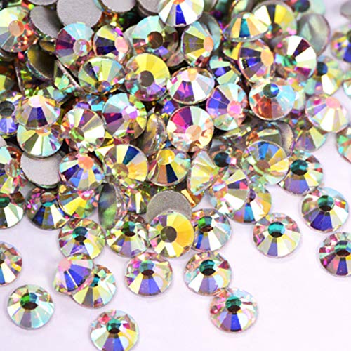 Ayetea Prime 2100pcs Nail Rhinestones, Flat Back Round Crystal Rhinestones Glass Gems Set 6 Size with Rhinestones Picking Pen and Triangle Plate, for Crafts Nail Face Art Clothes Shoes Bags DIY