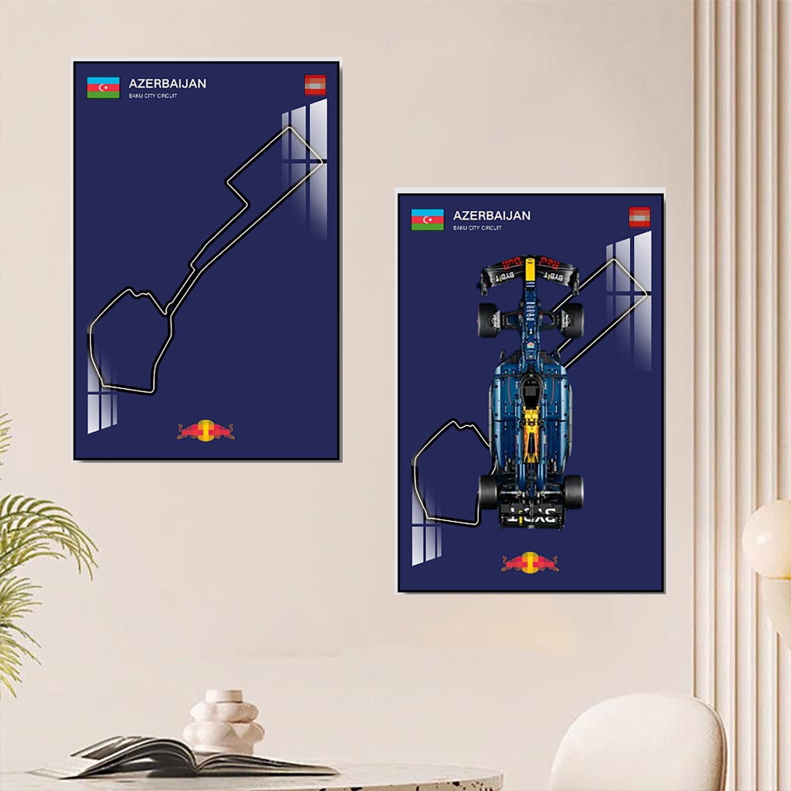 Display Wall Mount for Lego 42206 Technic Red Bull RB20 Racing Decorative Scoreboard for Car Wall Mount Le*go Lovers (Not included Model) (Baku Street Circuit in Azerbaijan)