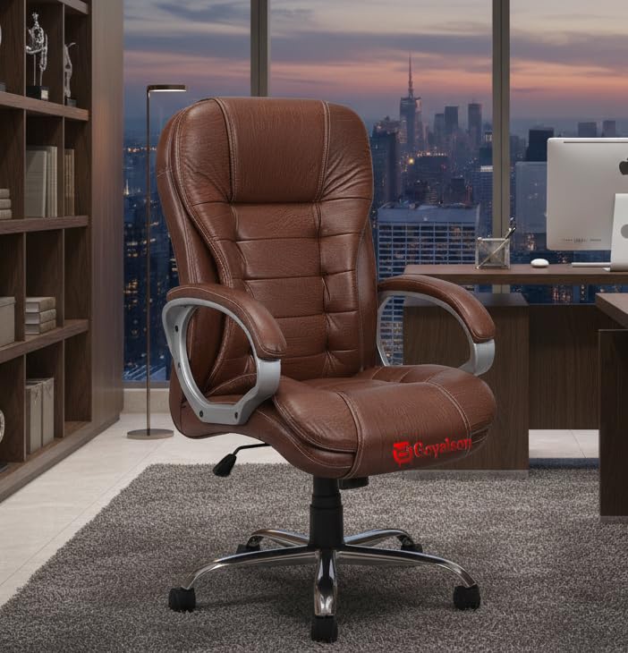 Image of GOYALSON Doctor Ortho Lumbar Support Spine Care High Back Office Executive Boss Black Revolving Chair | Made in India (Rolex Tan)