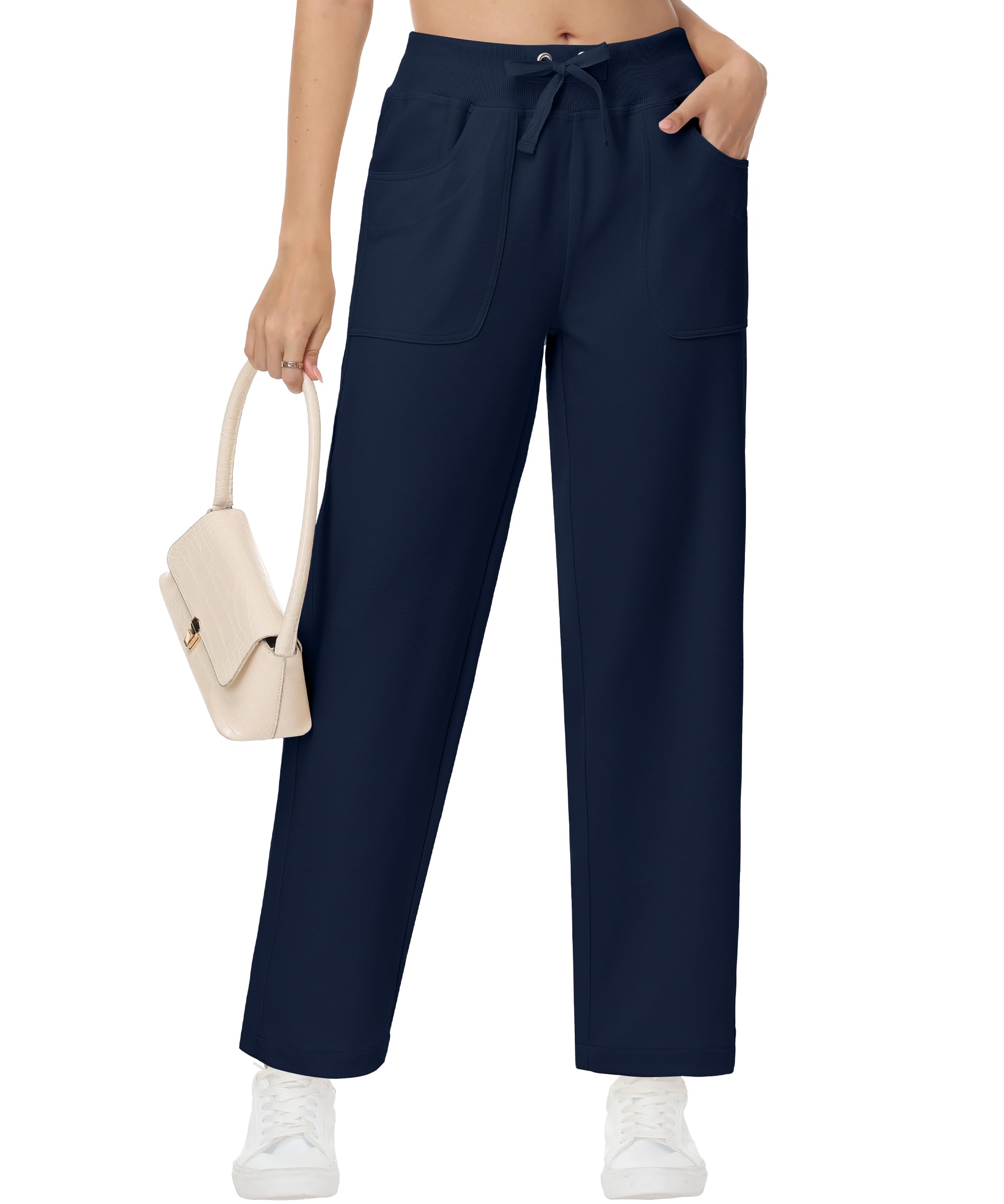 YuKaiChen Womens Pants Baggy Wide Leg Casual Elastic Waisted with Pockets