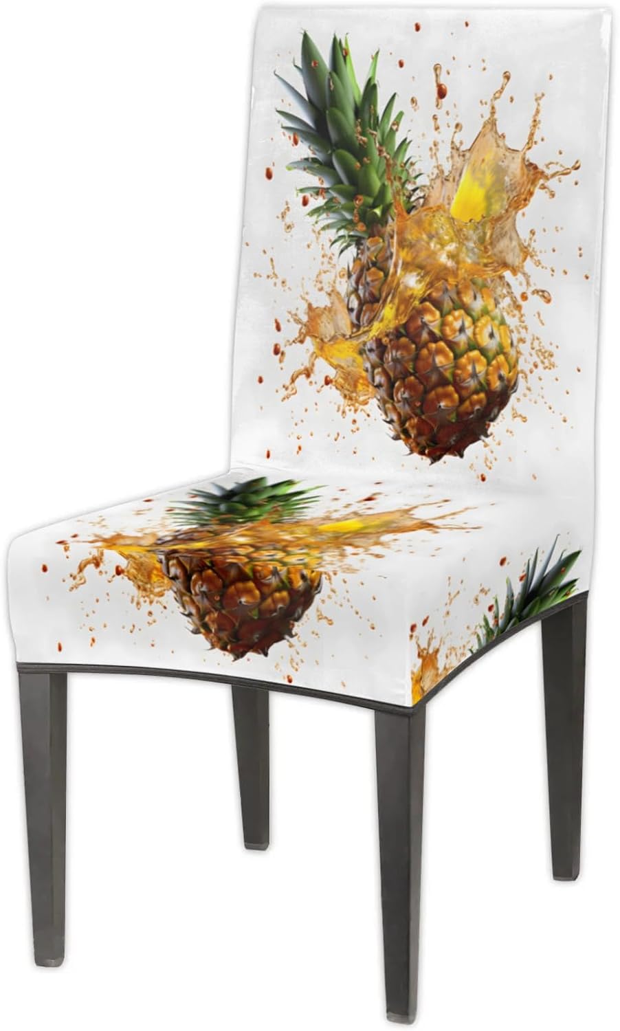 QsirBC Watercolour Pineapple Juice Stretch Dining Room Chair Covers Set of 4 Chair Slipcovers Removable Washable Kitchen Seat Covers Chair Protectors for Hotel Party Wedding