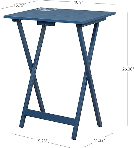 Miniatura 2 de Linon SAMM - Juego de mesa de Trey azul marino con acento de brújula que incluye cuatro mesas y soporte