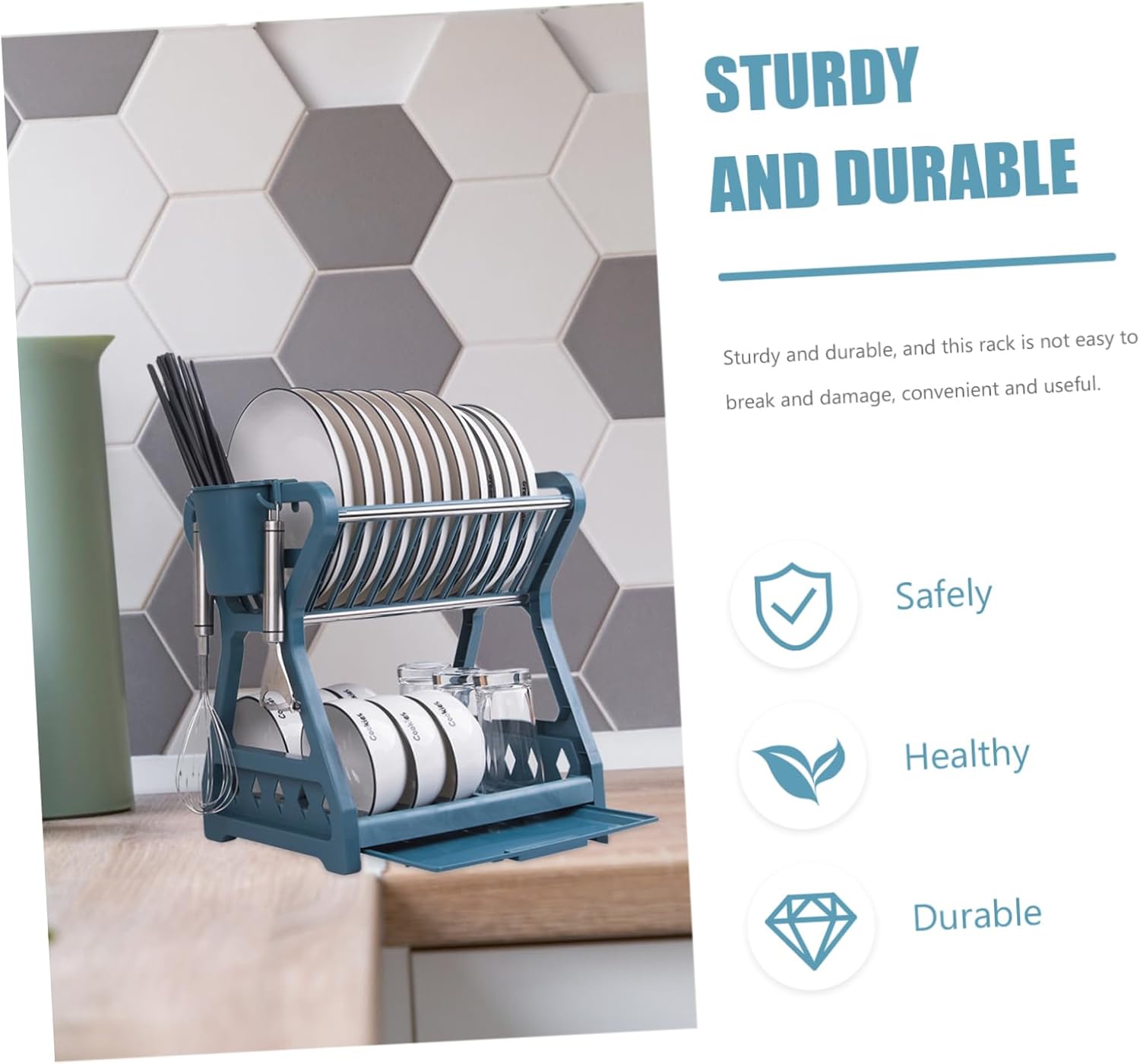 Cabilock Multi-Tier Dish Rack for Kitchen Counter Adjustable Utensil Holder Dish Drainer Food-Grade Stainless Steel Space-Saving Storage Solution for Home and Kitchen