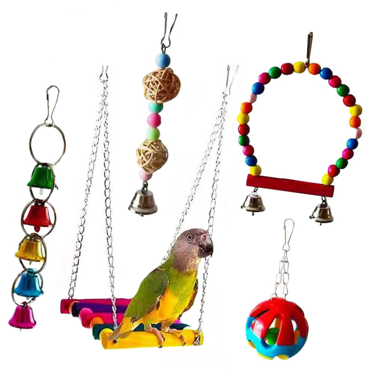 Happyyami 5pièces Jouets à Mordre pour Oiseaux Accessoires Amusants pour Perroquets Jouets à Mastiquer pour Oiseaux Fournitures pour Animaux De Compagnie