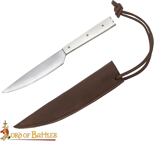 Miniatura 7 de Lord of Battles Cuchillo vikingo con mango de hueso auténtico, hoja de acero inoxidable hecha a mano, perfecto para eventos medievales, LARP
