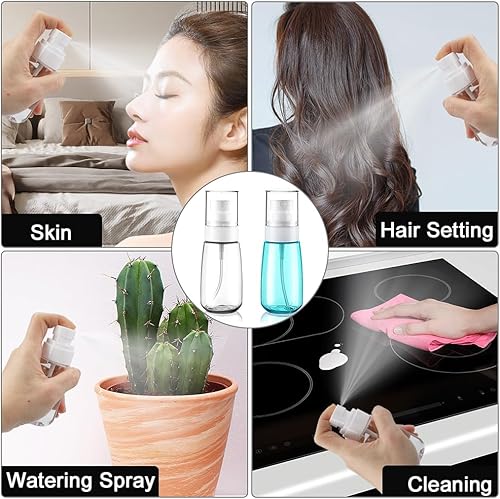 Miniatura 6 de Paquete de 2 botellas de tamaño de viaje, botellas de aerosol de niebla fina, aprobadas por la TSA, botella de spray cosmética recargable a prueba